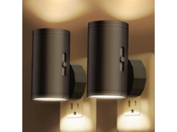 Conjunto de 2 Luzes Noturnas Led com Sensor Crepuscular e Branca Quente Regulável BRILVIBERA