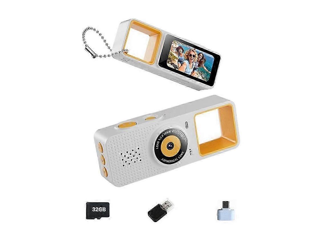 Mini Câmara Digital De Chaveiro Com Ecrã De 0,9 Polegadas E Gravação De Vídeo 1080, Branca