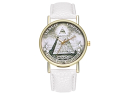 Relógio de Pulso Feminino de Moda Leisure Quartz com Pulseira de Couro Branco