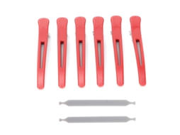 2026 6 Piezas de Pinças de Cabelo Profissionais Antiderrapantes com Ponta de Pato para Corte e Penteado (vermelho)