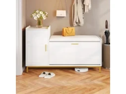 Sapateira Branca/ouro 100x38x68cm, 2 Compartimentos, 1 Roupeiro, Ensopado. CS
