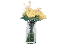Rosa Amarela Em Miniatura Para Casa De Bonecas, Flor De Argila Artificial Decorativa