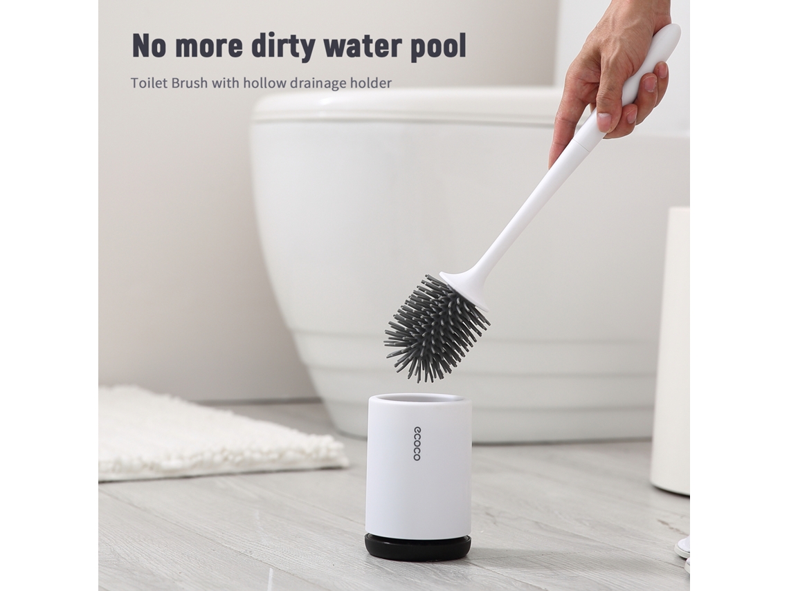 Escova de Vaso Sanitário Ecoco com Suporte de Drenagem, Cerdas Macias Tpr, Design Compacto para Banheiro