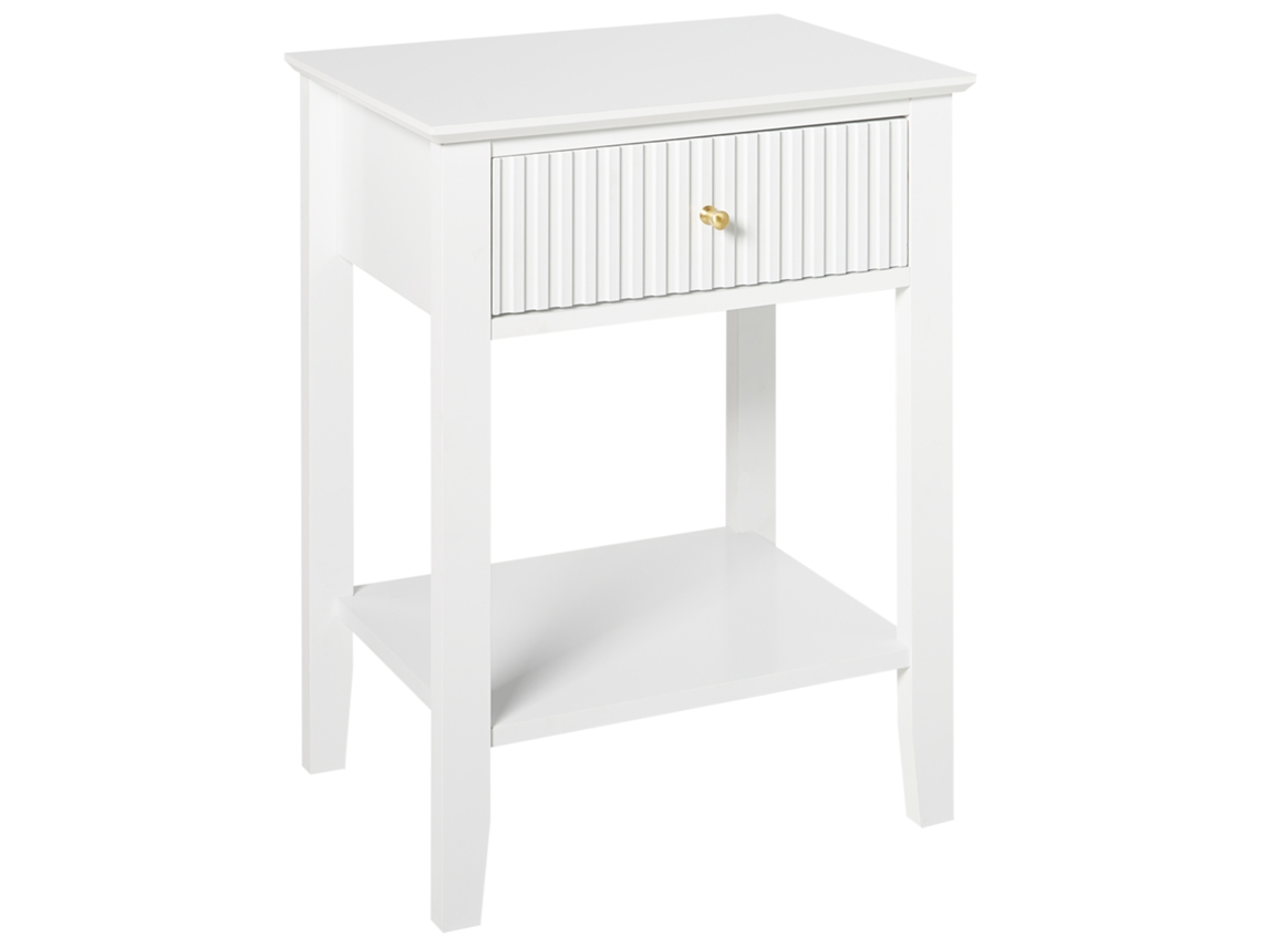 Mesa de cabeceira com gaveta BELIANI Assisi de MDF Branco 48x35x62