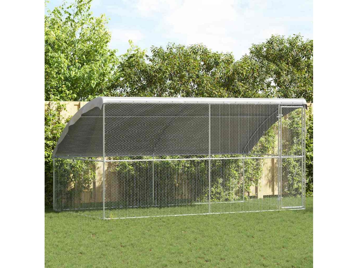 Vidaxl Gaiola Para Galinhas 2 Unid. Prateado 400 X 200 X 200 Cm