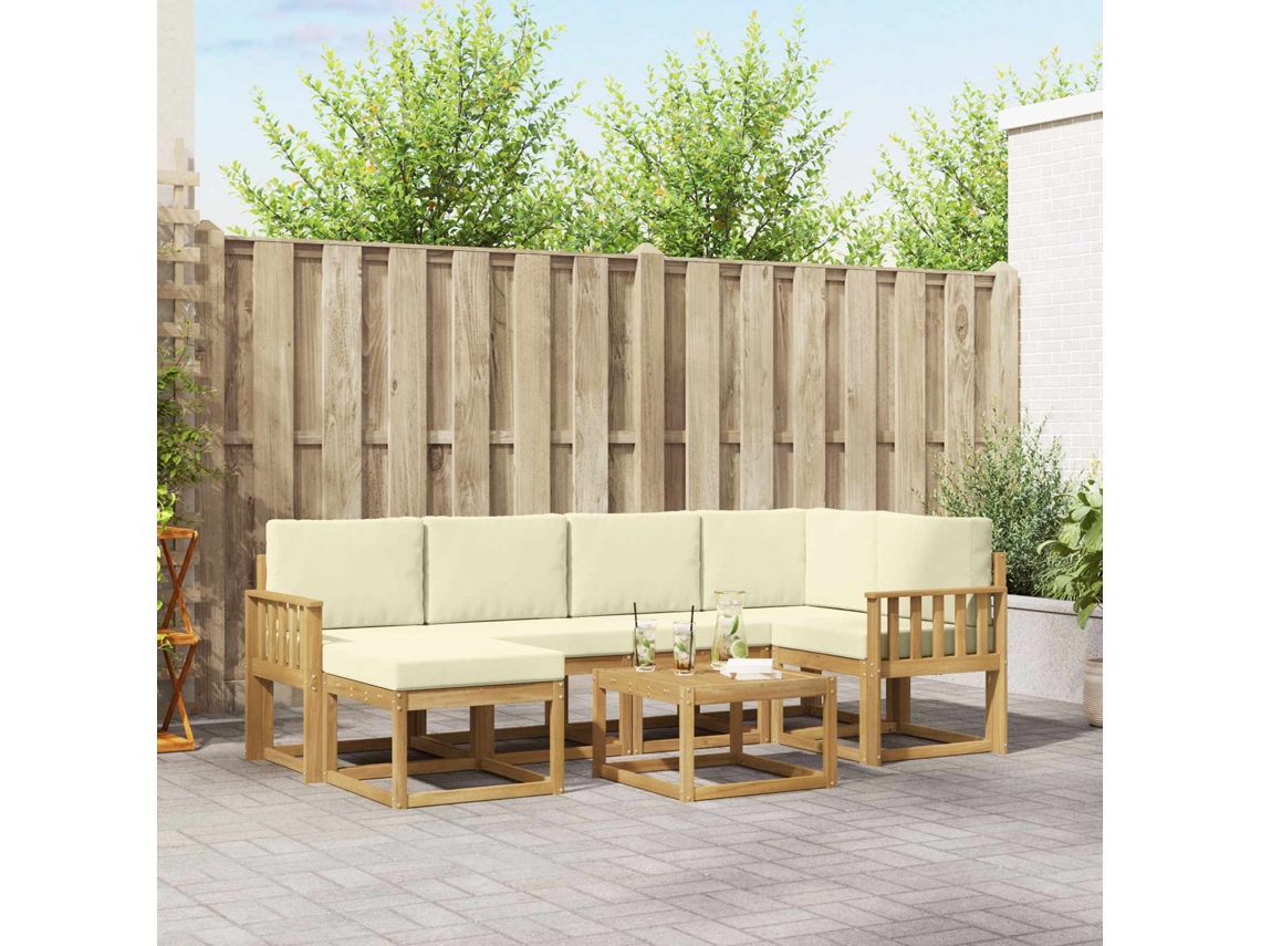 Vidaxl Conjunto De Sofás Para Exterior 7 Unid. Branco E Creme