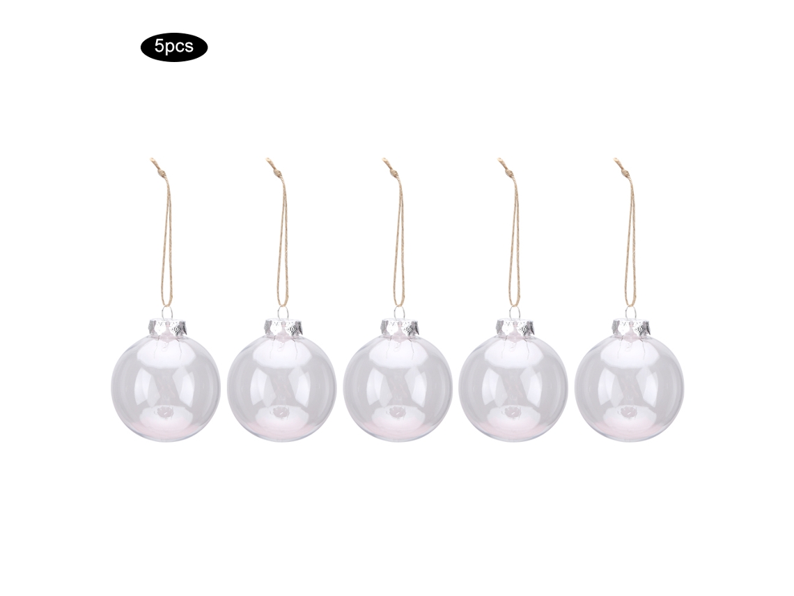 Laxiscreed Pack De 5 Bolas De Natal De Plástico Transparente De 8cm Para Decoração De Árvores E Projetos Diy