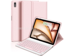 Capa Com Teclado Para Tablet Lurelia, Compatível Com I Pad Air 13"/pro 12,9" (modelo 2018) De 22", Rosa, Teclado Bluetooth, Rato 2.4g