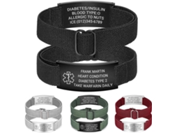 Pulseira De Alerta Médico Personalizada, Pulseira De Identificação Em Aço Inoxidável Com Gravação Personalizada E Alça