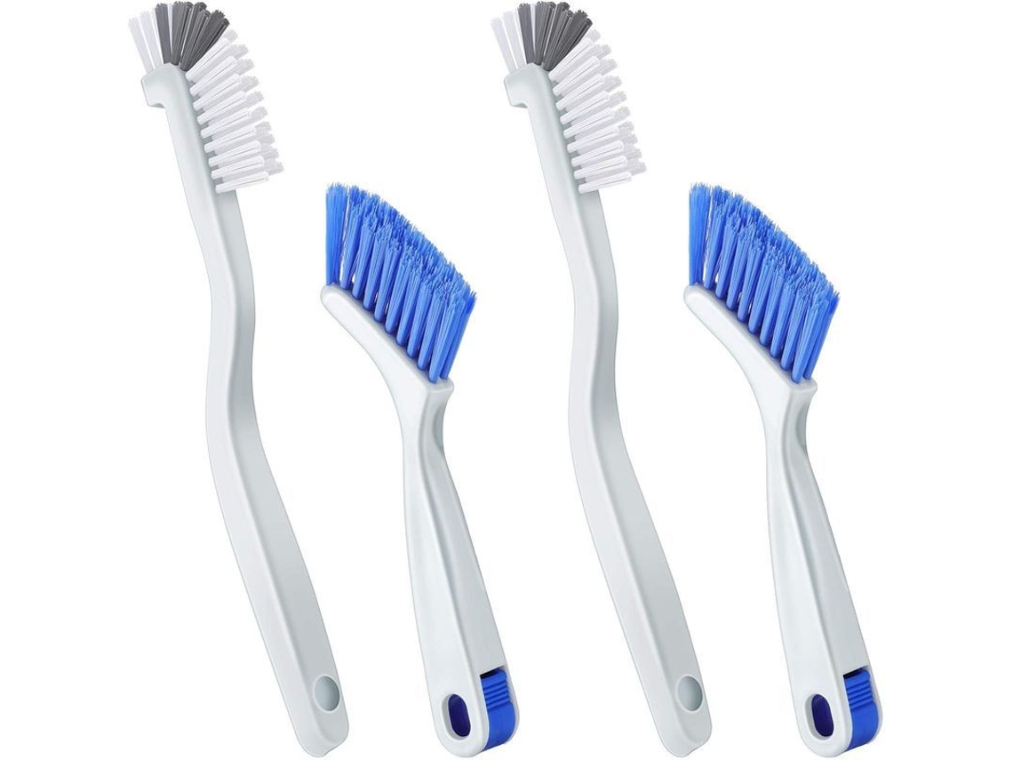 Conjunto de 4 pincéis de limpeza para garrafas, pia, cozinha, janelas e banheiro, branco e azul S/MARCA