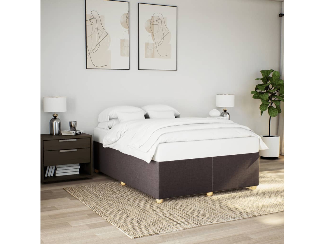 Vidaxl Estrutura De Cama Sem Colchão 140x190 Cm Tecido Castanho-escuro