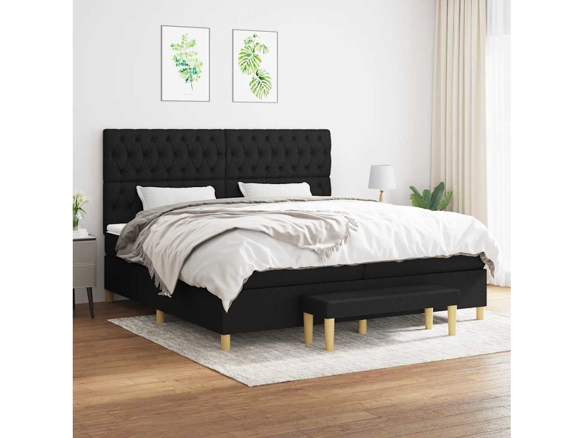 Vidaxl Cama Com Molas/colchão 200x200 Cm Tecido Preto
