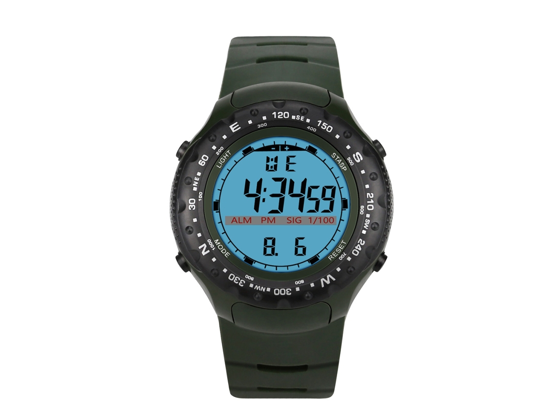 Relógio de pulso esportivo eletrônico masculino de silicone DZB17 verde