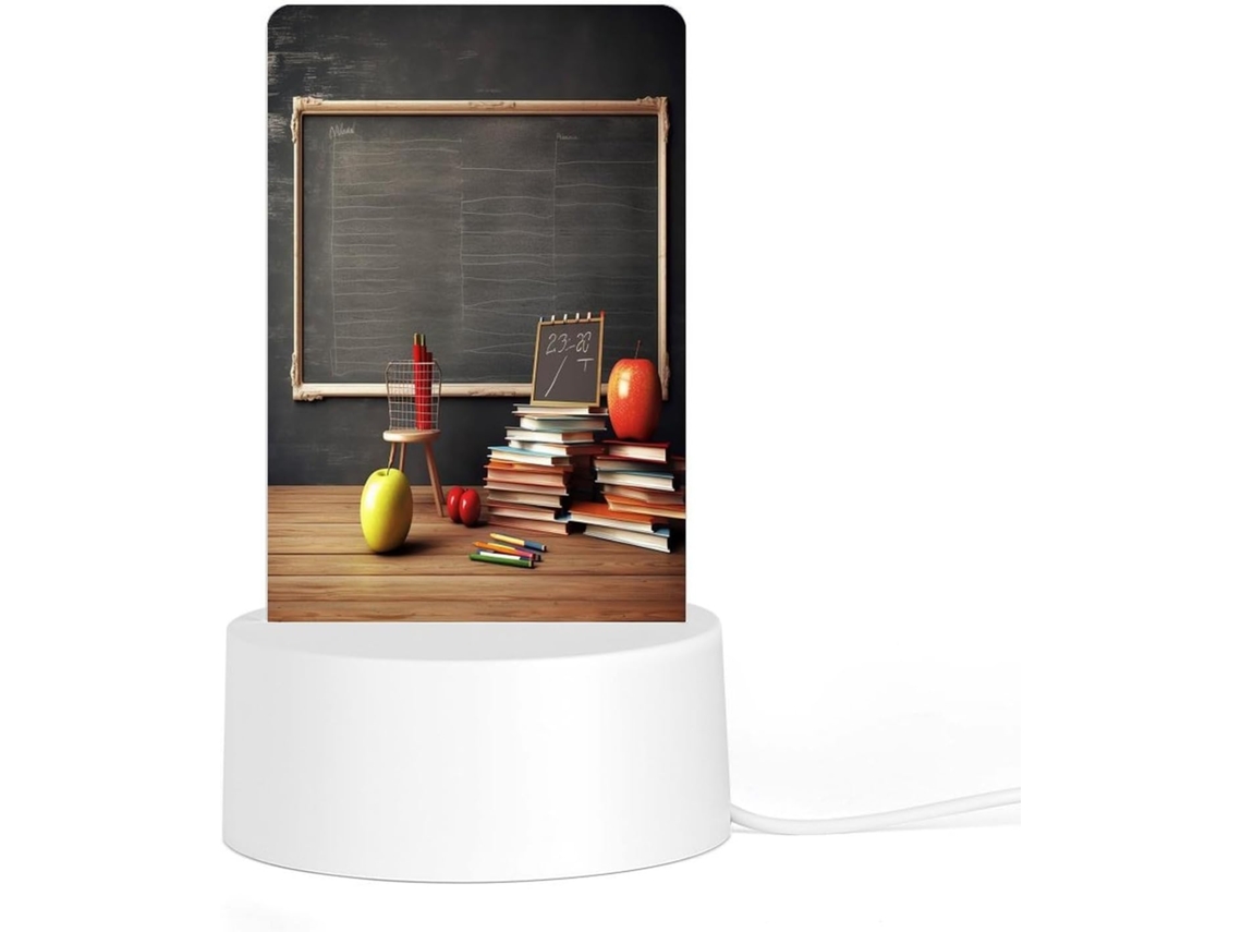 Luminária Noturna Led Acrílica Plug And Play Com Base Plástica, Ideal Salas De Aula Professores Possui Impressão Em