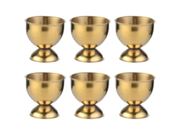 6 Peças de Suporte de Ovos de Aço Inoxidável para Mesa Portavasos Ovos Cerveja Vinho Pequenos Dourados 4,7x4,7x4,7cm Dorado