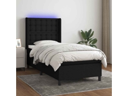 Vidaxl Cama Box Spring C/ Colchão E Led 90x190 Cm Tecido Preto