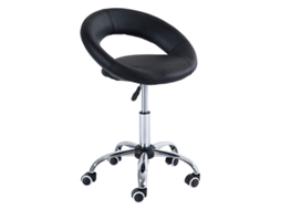 Banco Giratório Regulável Em Altura Para Escritório Em Pu E Metal, Preto 50x54x(66–78)cm