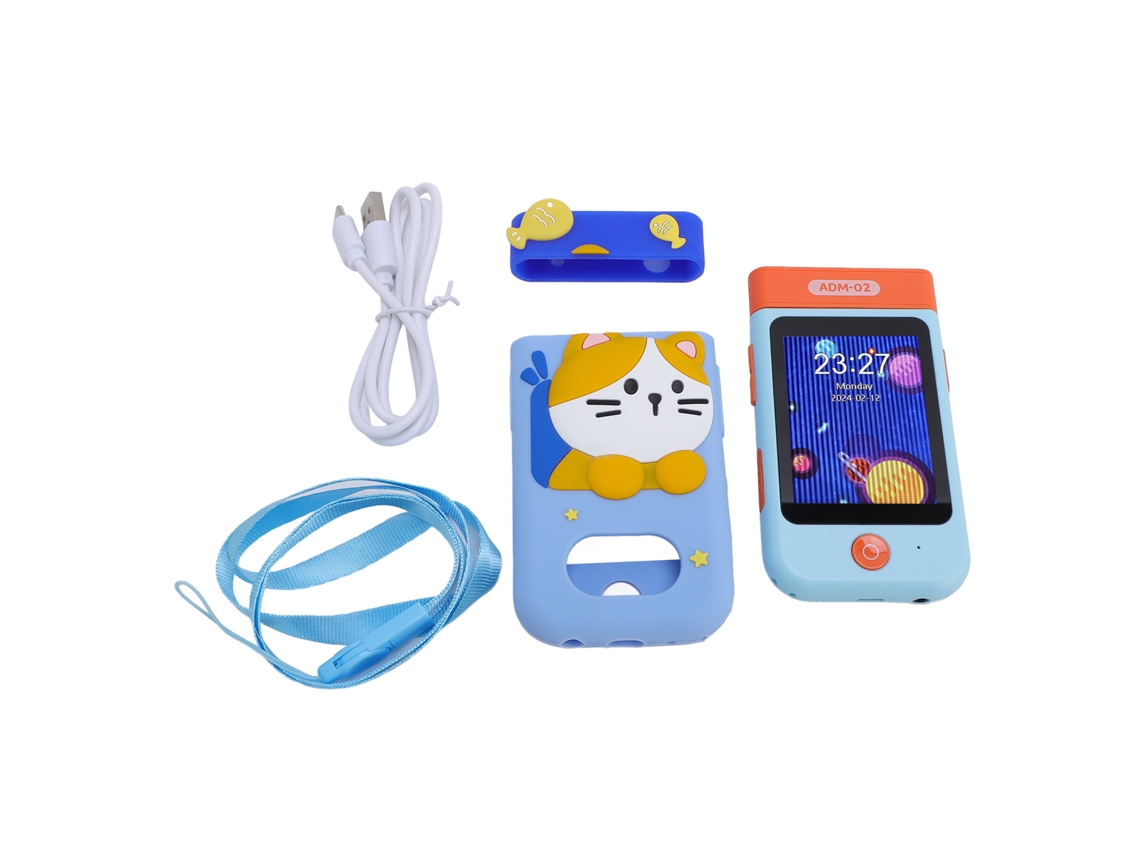 Mali telefone Brinquedo Inteligente para Crianças com Tela de 2.8 Polegadas Câmera Flip 180° Vídeo 1080p Azul Gato
