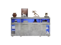 Mesa Lateral 140x40x70cm, Cor Cimento, com Luz Led DELCOND