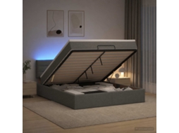 Vidaxl Cama Ottoman Com Colchão E Led Cinzento-escuro 140 X 190 Cm