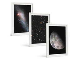 Conjunto De Pinturas Espaço, Galáxia, Estrelas E Lua Espelharte (3 Peças 40x60 Cm)