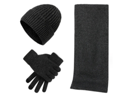 Conjunto Chapéu de Inverno Cachecol Luvas Com Touchscreen