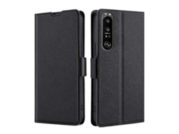 Capa De Couro Flip Horizontal Com Fivela Lateral Ultrafina De Tensão Em Pu Tpu Com Suporte E Compartimento Para Cartão Para Sony Xperia 1 Iii