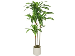 Árvore Artificial Escritório. Dracaena De 120 Cm Com Tronco Flexível E Vaso Branco Para Sala De Estar, Quarto E