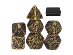 Primerox dados Poliedros de Metal Caveira Oco com Caixa 7pcs para Jogos de Rpg e Tabuleiro