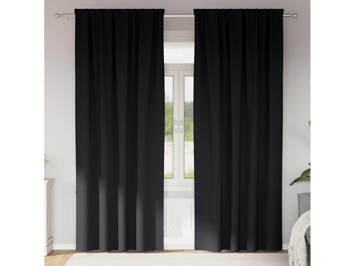 Vidaxl Cortinas Blackout Com Argolas 2 Unid. Preto 245 X 140 Cm