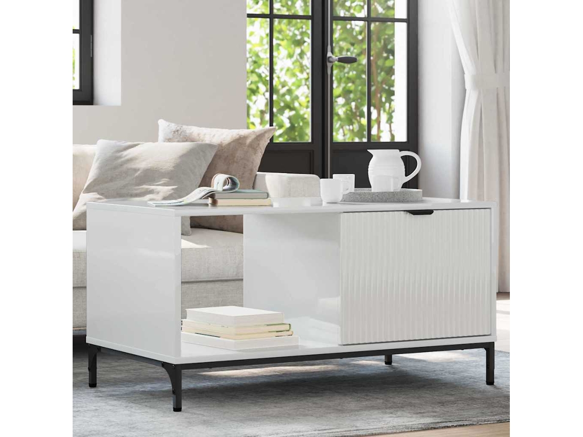 Vidaxl Mesa De Centro Branco Brilhante 90 X 49 X 46 Cm