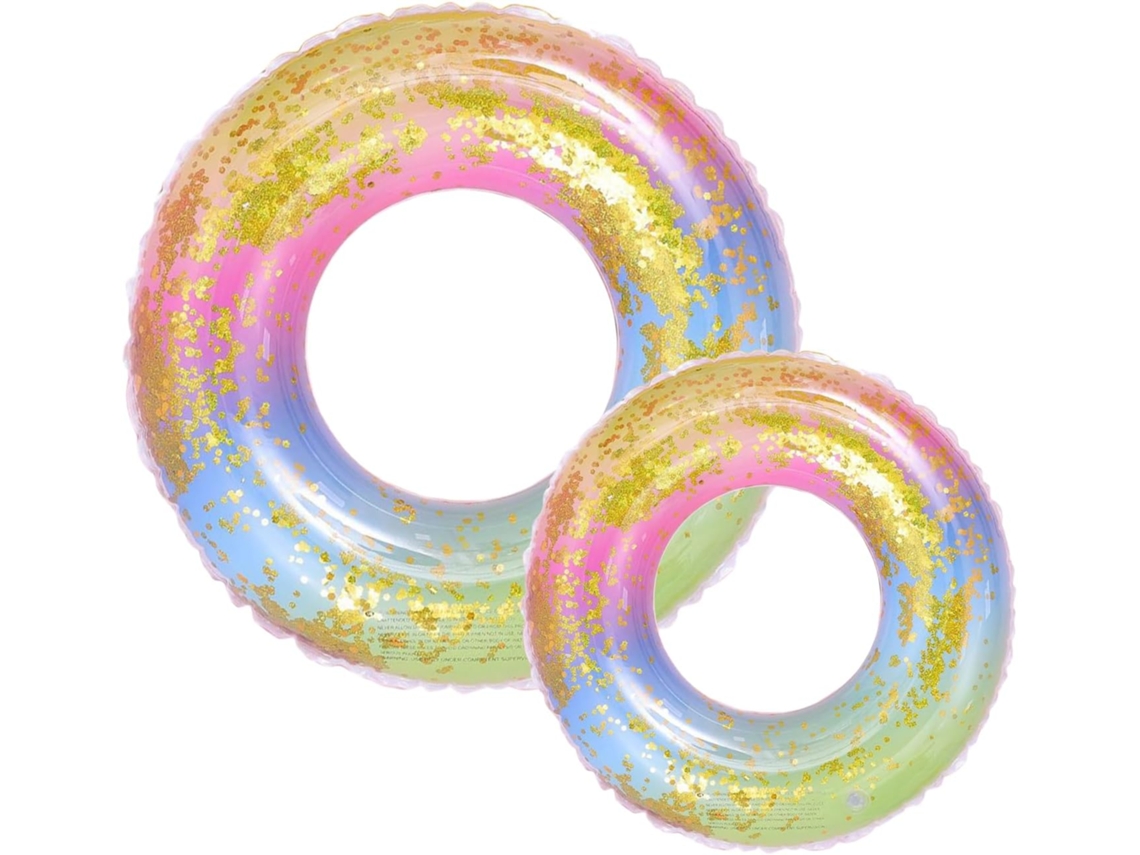 Conjunto de 2 Boias Infláveis para Adultos e Crianças, Borracha Transparentes para Piscina AQUAFORGE