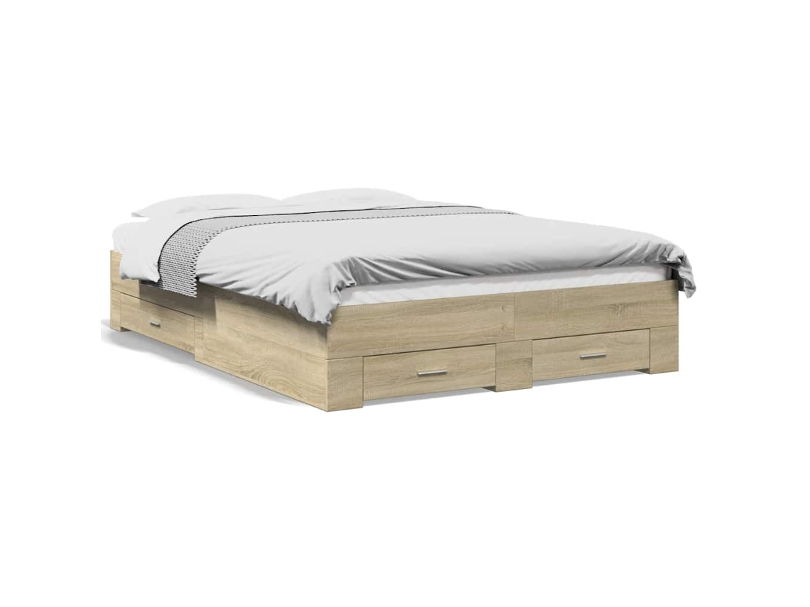 Bed Frame, Bed Frames Vidaxl Marrom Madeira Processada (135 X 190 Cm)