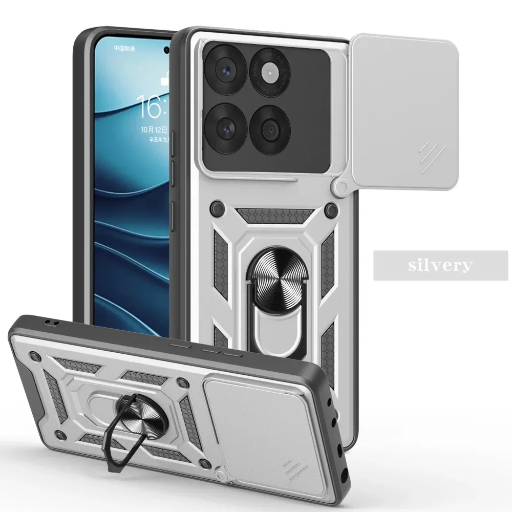 (prata, Motorola Edge 50 Fusion) Capa Magnética Com Proteção Deslizante Para Câmera, Suporte De Anel E Capa Traseira