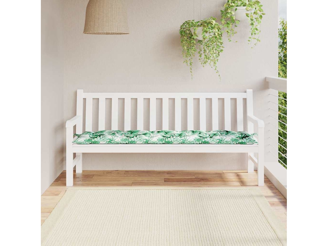 Vidaxl Almofadão Banco Jardim 180x50x7 Cm Tecido Oxford Padrão Folhas