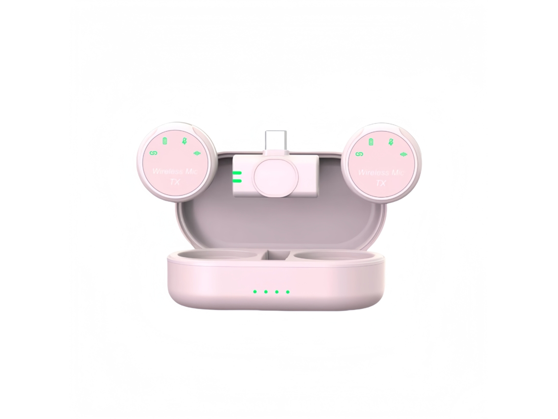 Microfone De Lapela Sem Fio Com Redução Ruído Magnético Plug Play Compatível Interface Tipo C Android Aquaforge (rosa)