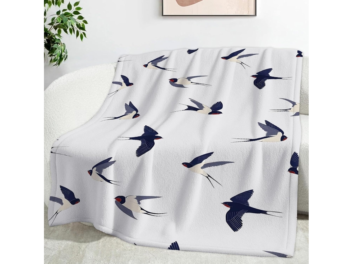 Manta de Andorinha com Estampa Animais 220x240 Cm Multifuncional Macia e Aconchegante em Flanela Ideal para Ca