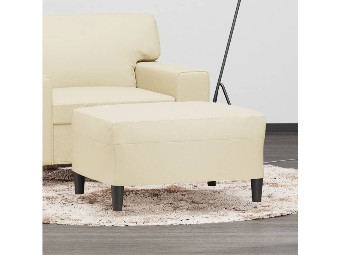 Vidaxl Apoio De Pés 70x55x41 Cm Couro Artificial Cor Creme
