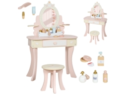 Toucador para Crianças com Banco Toucador com Espelho Gaveta e 7 Acessórios Rosa LAMAISON
