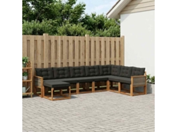 Vidaxl Conjunto De Sofás Para Exterior 8 Pcs Natural E Preto