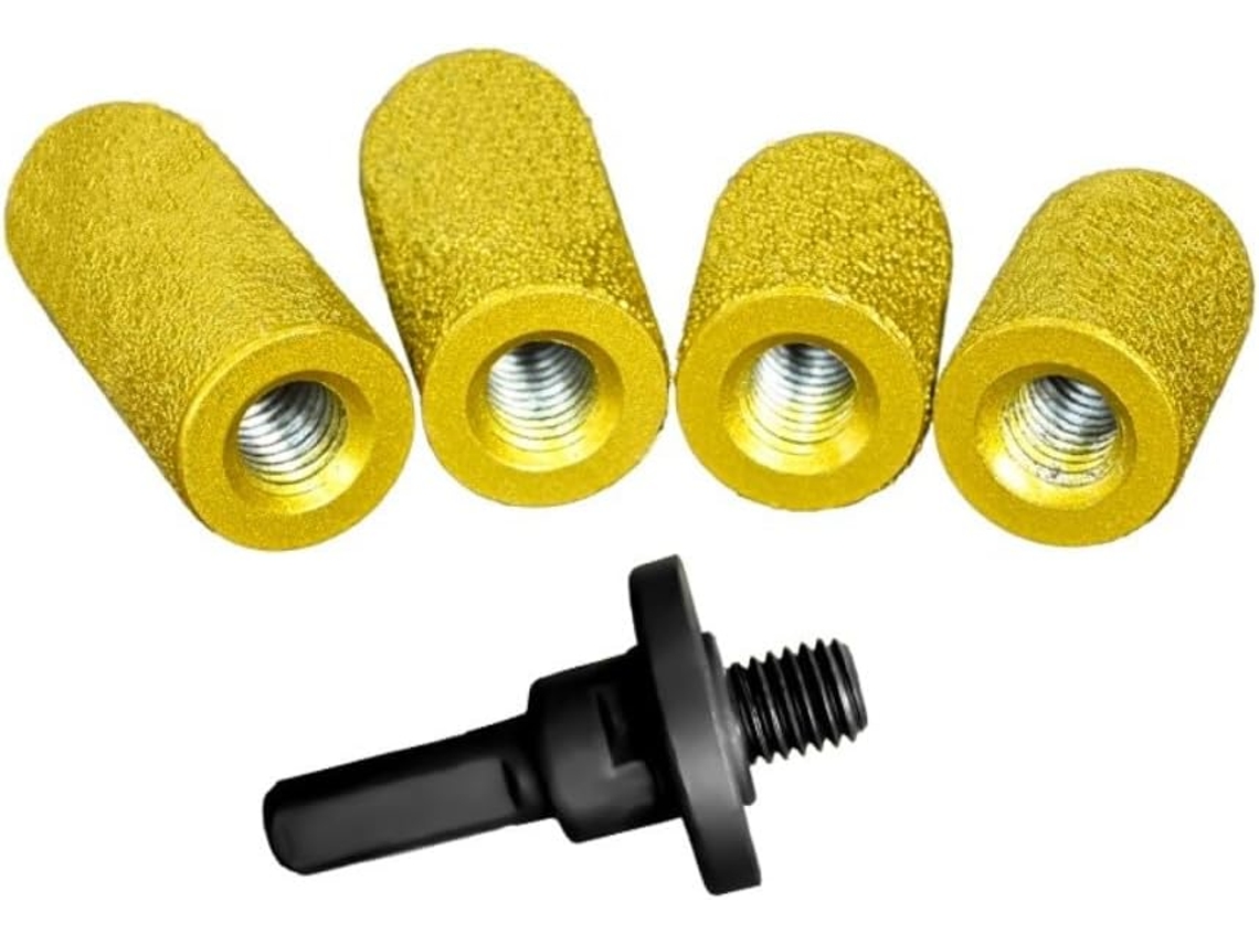 Conjunto De 4 Cabeçotes Desbaste E 1 Haste Adaptadora Para Mármore
