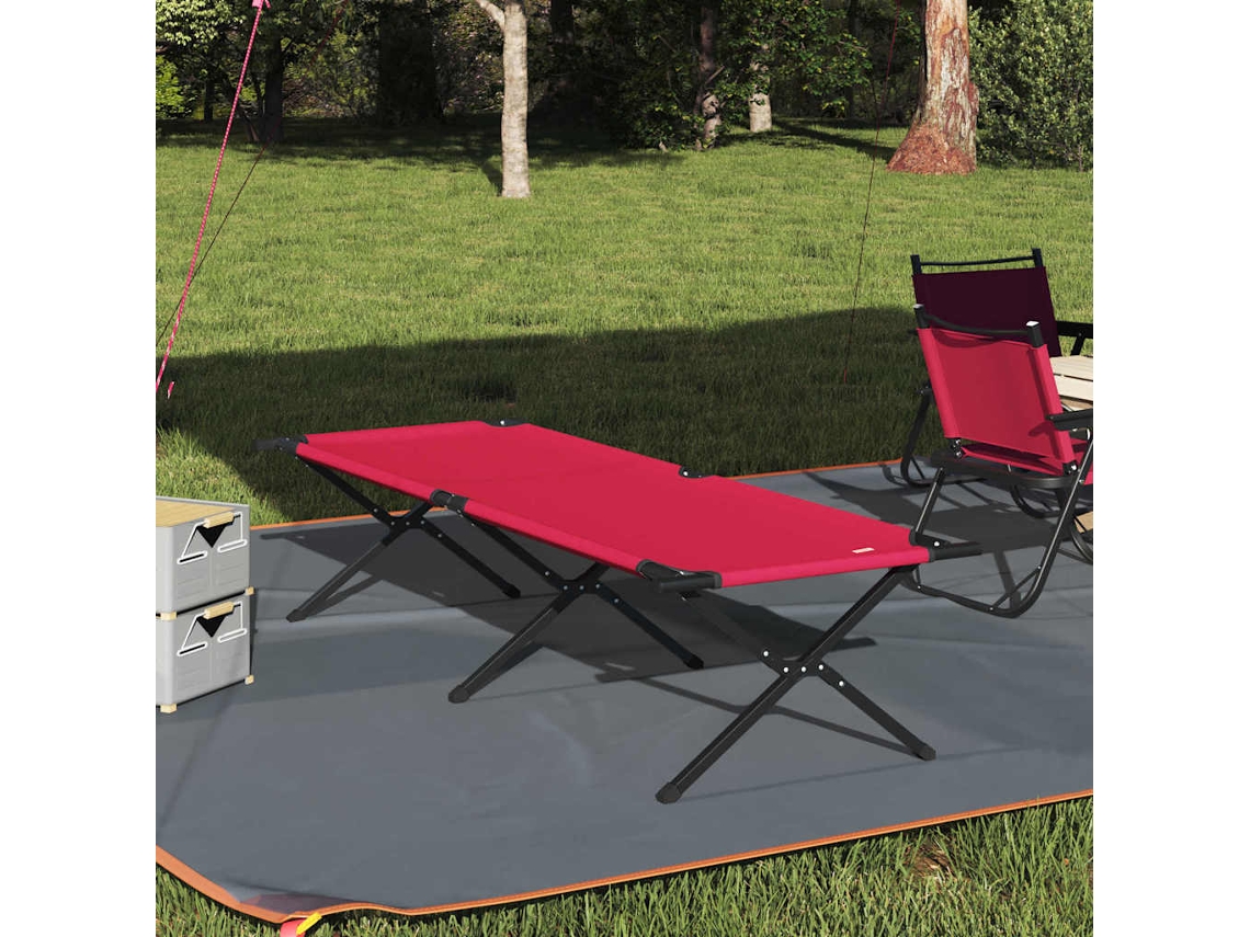 Vidaxl Cama De Camping Dobrável Manual Vermelho 210 X 80 X 46 Cm