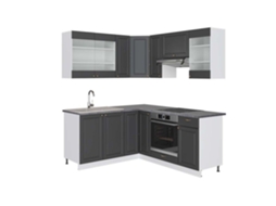 Cozinha de canto Fame-Line, 160 x 190 cm, PT Antracite, Antracite-dourado/branco, Vicco