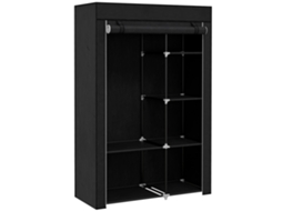 Guarda-roupa Portátil Em Tecido Com 6 Prateleiras Abertas E Cabideiro, 103x43x162,5 Cm, Preto