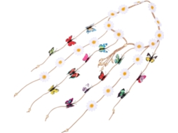 Tiara De Pompom De Margarida Branca, Faixa De Cabelo De Tecido, Decoração E Penteado Com Borboletas.