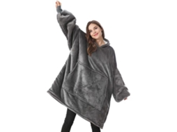 Pijama De Mulher  Moletom Com Capuz Cobertor Quente Casa Preguiçoso Robe Quente-cinza (tamanho Único)*