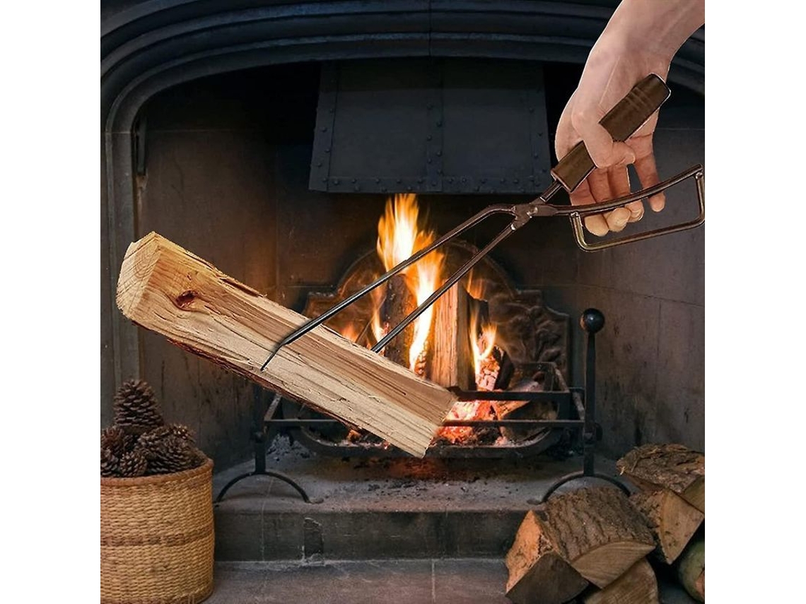 Tenazas De Lenha De 40 Cm Resistentes A Altas Temperaturas Para Chaminé, Churrasco E Fogueira