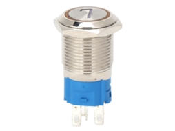 Interruptor Push button Auto reset com Luz Aço Inoxidável 5 Pinos