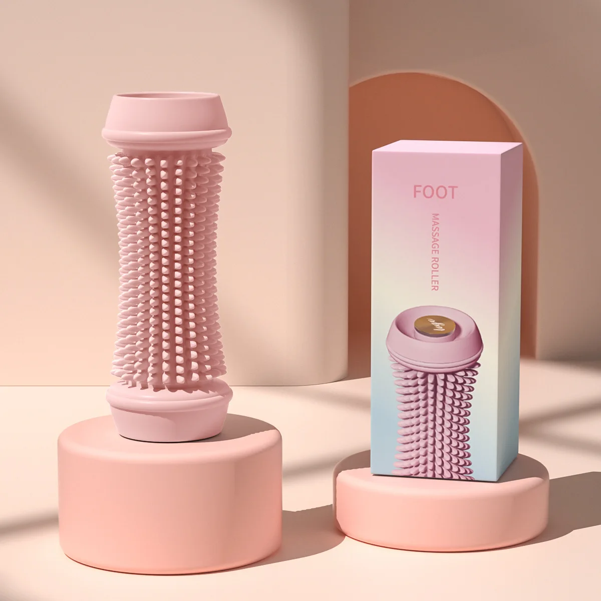 (rosa) Massageador De Pés Multifuncional Com Rolo Antiderrapante
