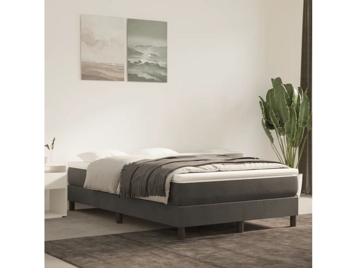 Vidaxl Colchão De Molas Ensacadas Firmeza Média 120x200x20 Cm Veludo Cinza-escuro